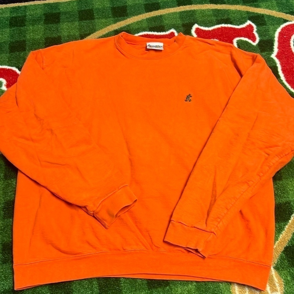Vintage 90’s Disney Crew Sweatshirt Mickey Logo Size S/M Orange Essential USA